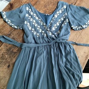 Teal high low dress